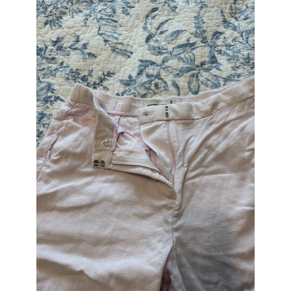 Abercrombie & Fitch Curve Love Light Pink Linen Blend Wide Leg Pants Size 28 6R - Picture 3 of 11